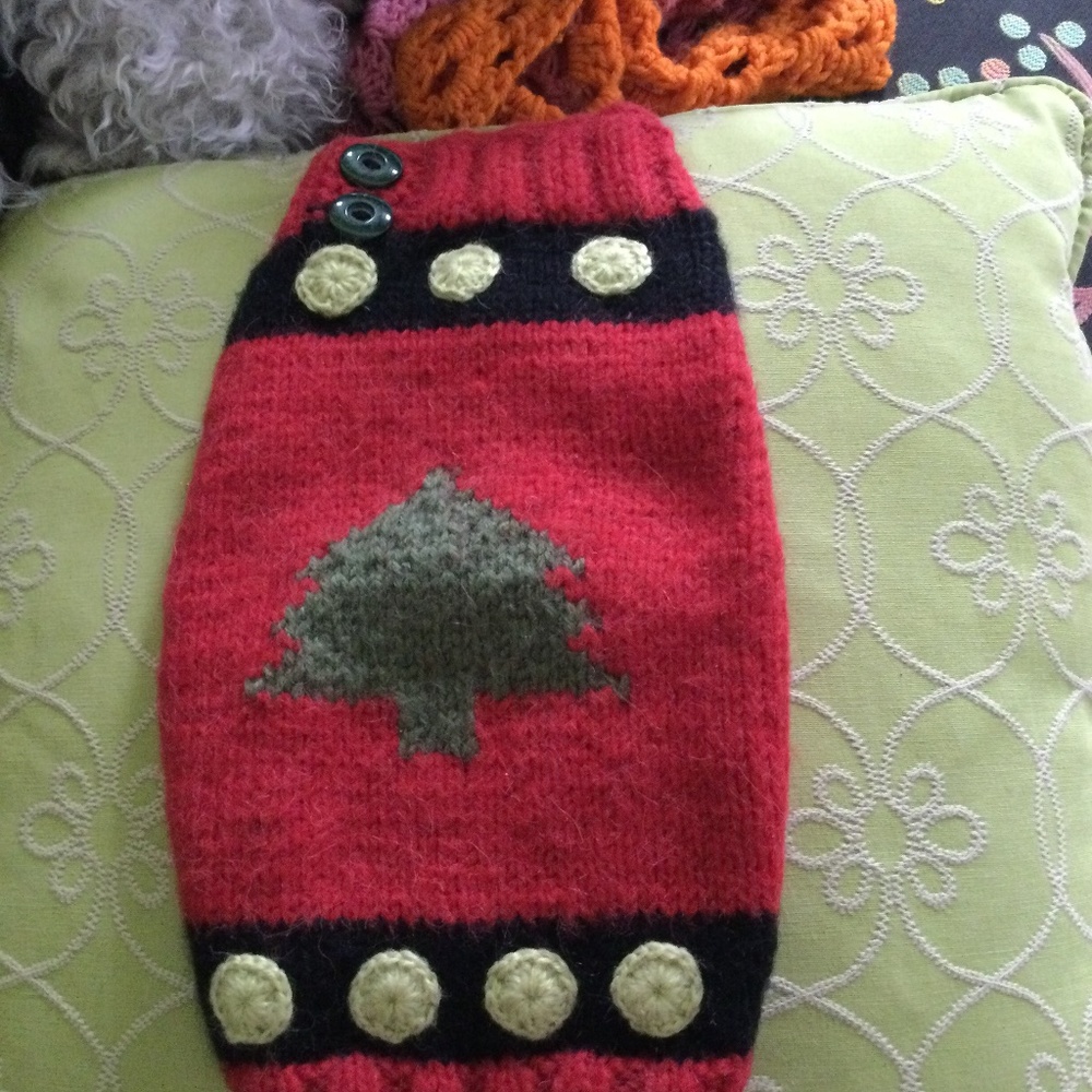 Handmade Christmas Tree Sweater for Small Breed Dog,